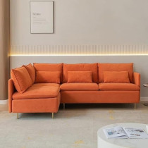 Raj Furniture L-Shaped Living Room Sofa, Orange