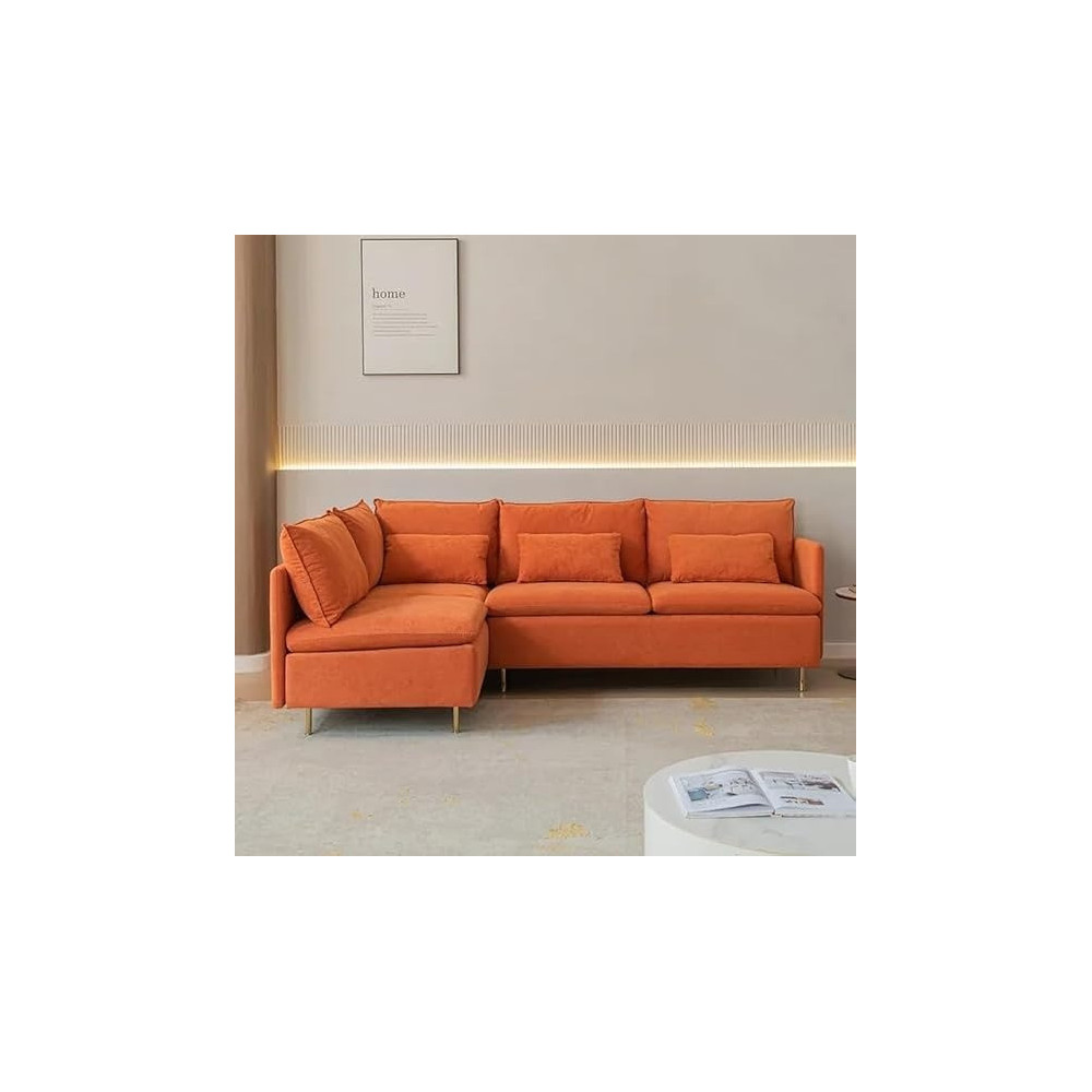 Raj Furniture L-Shaped Living Room Sofa, Orange