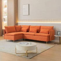 Raj Furniture L-Shaped Living Room Sofa, Orange