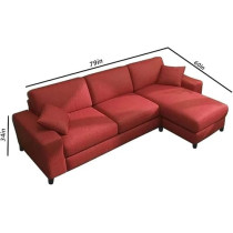 Raj Furniture 4 Seater L Shape Sofa Set For Living Room, Maroon Fabric, RHS