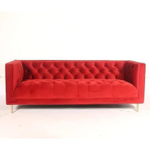 Ripple Furniture Italian Modern Living Room Furniture Fabric Couch Wedding Sofa 3 Seater Sectional White Velvet Sofa, Red