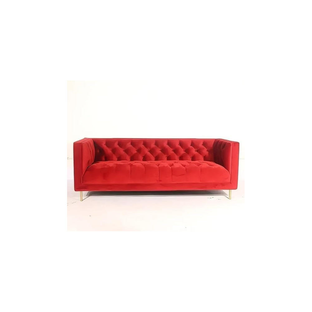 Ripple Furniture Italian Modern Living Room Furniture Fabric Couch Wedding Sofa 3 Seater Sectional White Velvet Sofa, Red