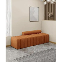 Ripple Furniture Modern Bench Round Back Ottoman, Orange