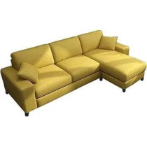 Raj Furniture 4 Seater L Shape Sofa For Living Room, Yellow Fabric