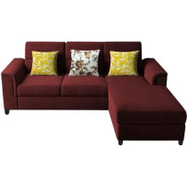 Raj Furniture Elegant 4 Seater L Shape Sofa Set For Living Room, Maroon