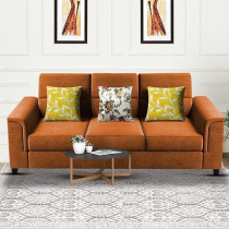 Raj Furniture Elegant 4 Seater L Shape Sofa Set For Living Room, Orange