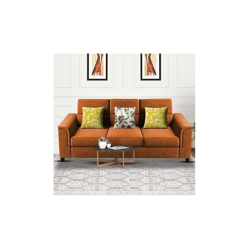 Raj Furniture Elegant 4 Seater L Shape Sofa Set For Living Room, Orange