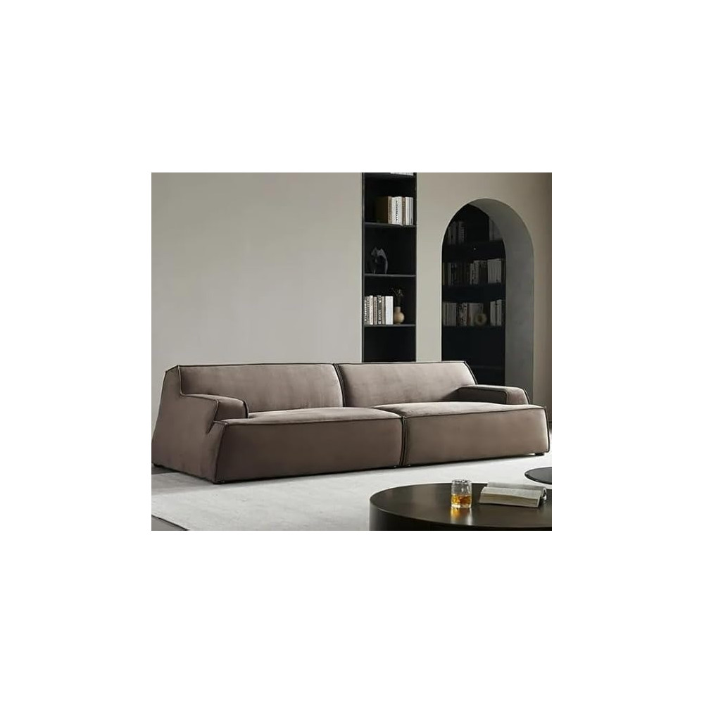 Ripple Furniture Velvet Modern Sofa For Living Room, Bedroom, Dining Room, Office, Guest Room, Brown
