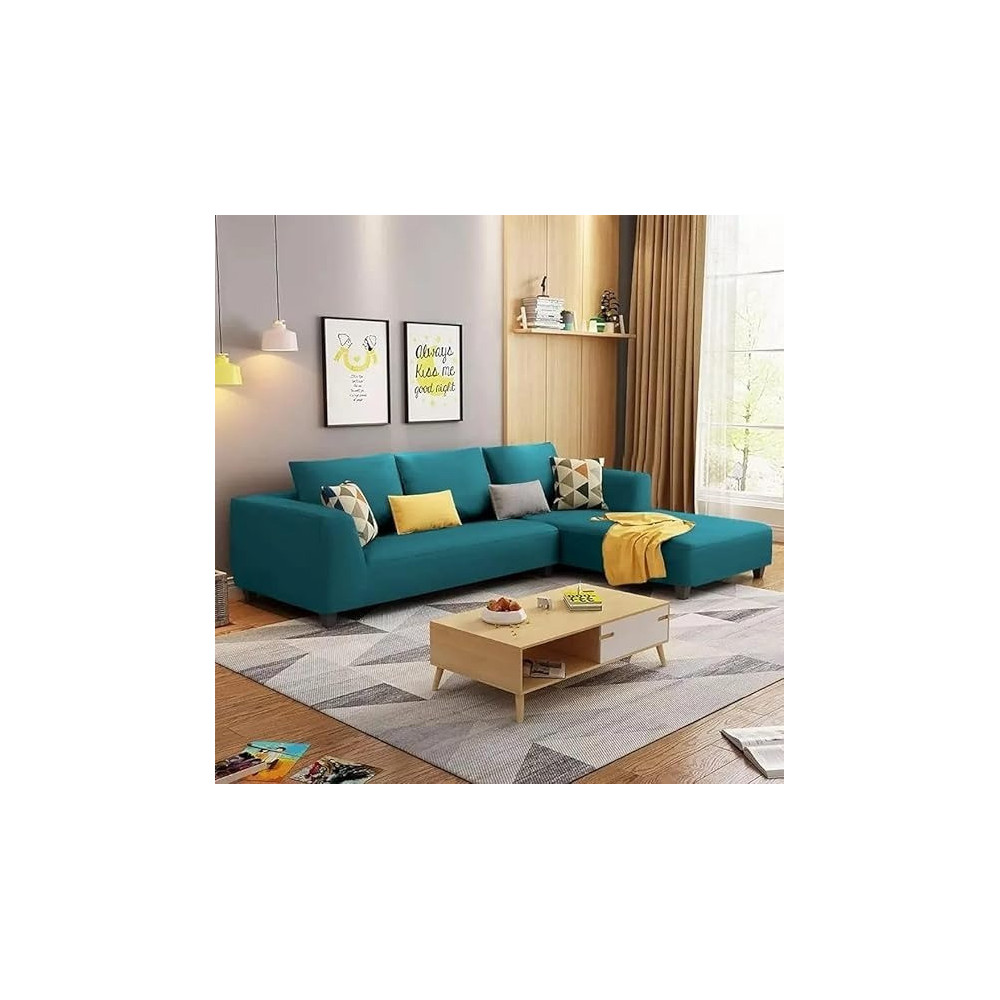 Raj Furniture 4 Seater L Shape Sofa Set For Living Room, Pine
