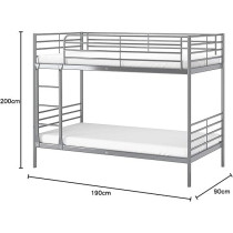 Karnak Bunk Bed Heavy Duty Silver, 90 x 190 Cm