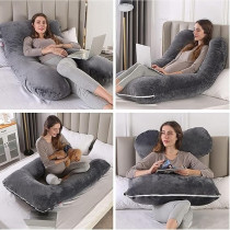 Raj Furniture Maternity Pillow With Removable Velvet Cover, Grey