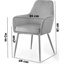Raj Furniture Angela Soft Velvet Thick Seat Cushion Silver Metal Legs Armchair, Beige