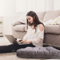 Raj Furniture Square Shape Floor Pillow, Large, Grey, 22 x 22 Inch