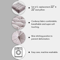 Raj Furniture Square Shape Floor Pillow, Large, Grey, 22 x 22 Inch