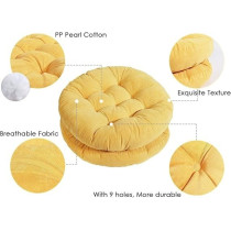 Raj Furniture Round Shape Seat Chair Cushions, Yellow, 22 Inch, Pack Of 2