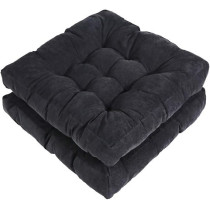 Raj Furniture Square Shape Floor Pillow Set Of 2, 22 x 22 Inch, Black