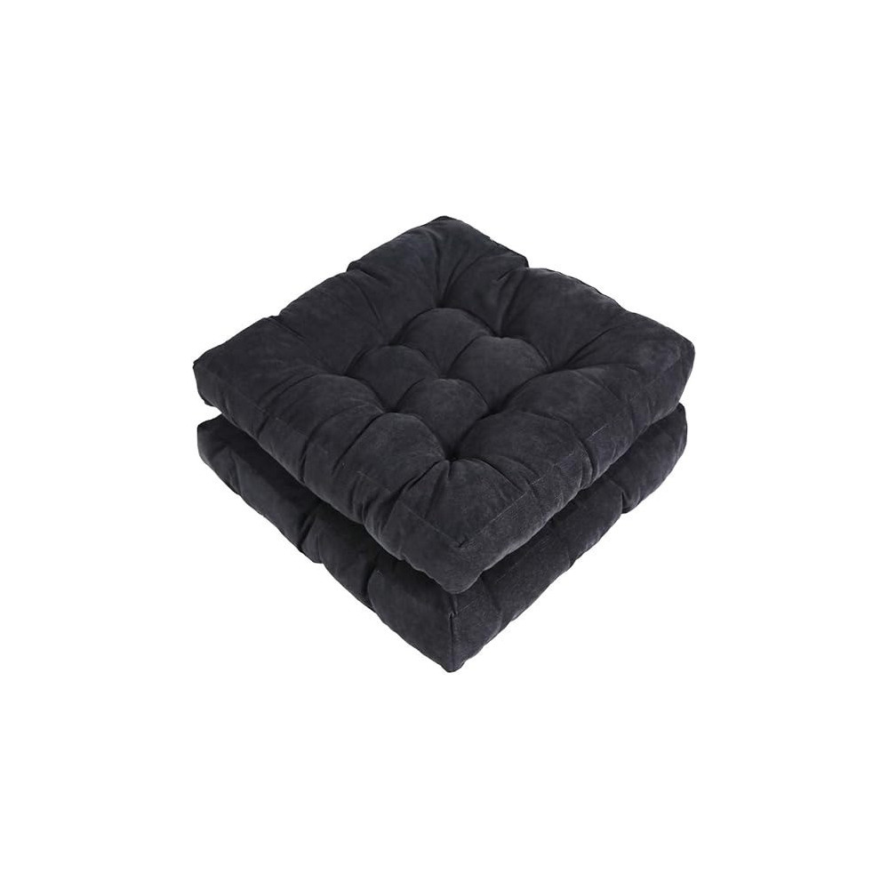 Raj Furniture Square Shape Floor Pillow Set Of 2, 22 x 22 Inch, Black