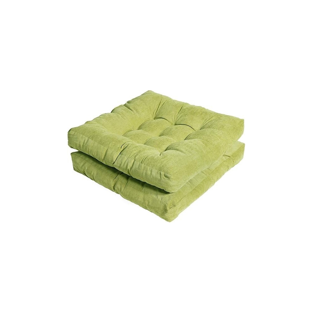 Raj Furniture Square Shape Floor Pillow Set Of 2, 22 x 22 Inch, Green