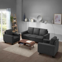 Raj Furniture 3 Plus 1 Plus 1 Seater Modern Fabric Sofa, Pebble Brown