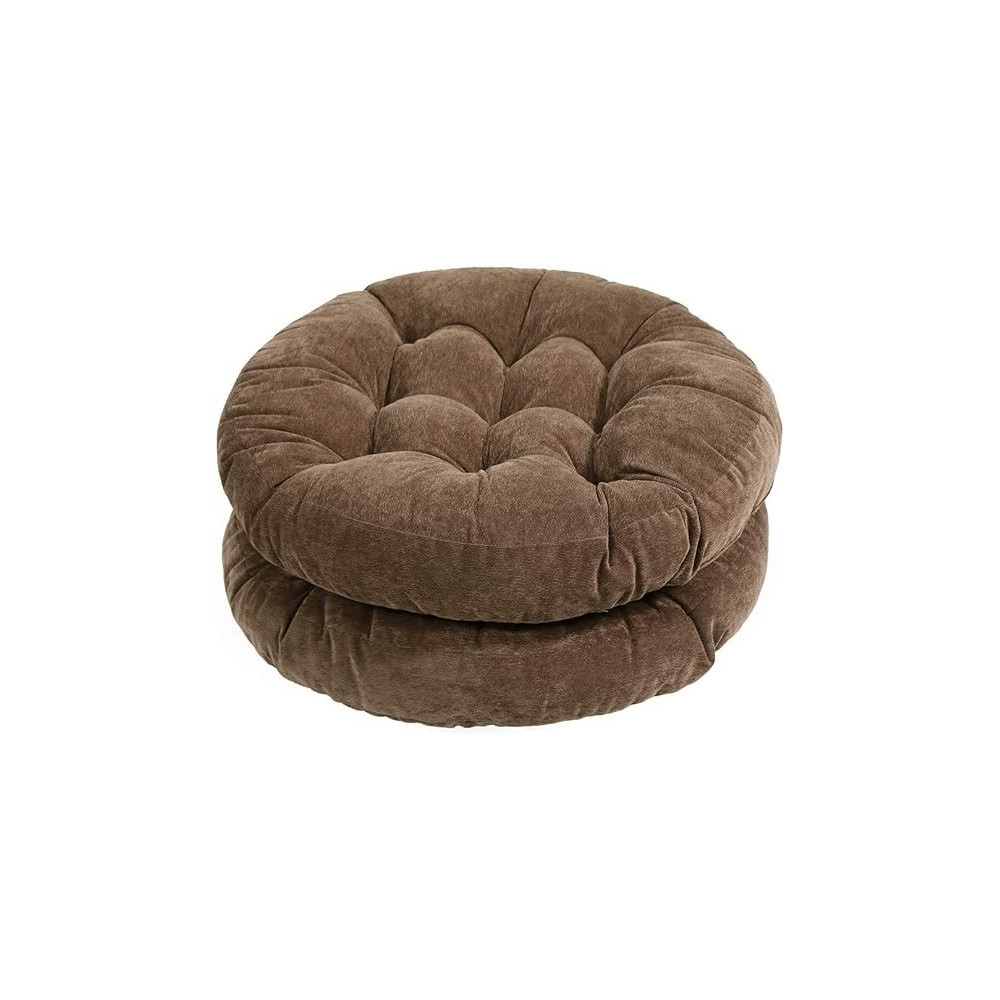 Raj Furniture Round Shape Chair Cushions Set Of 2, Coffee, 22 x 22 Inch