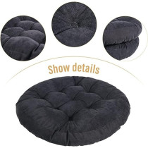 Raj Furniture Round Shape Floor Pillows Cushions 22 x 22 Inch, Black