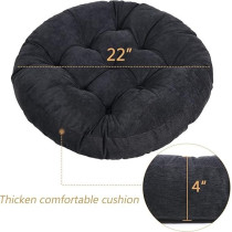 Raj Furniture Round Shape Floor Pillows Cushions 22 x 22 Inch, Black