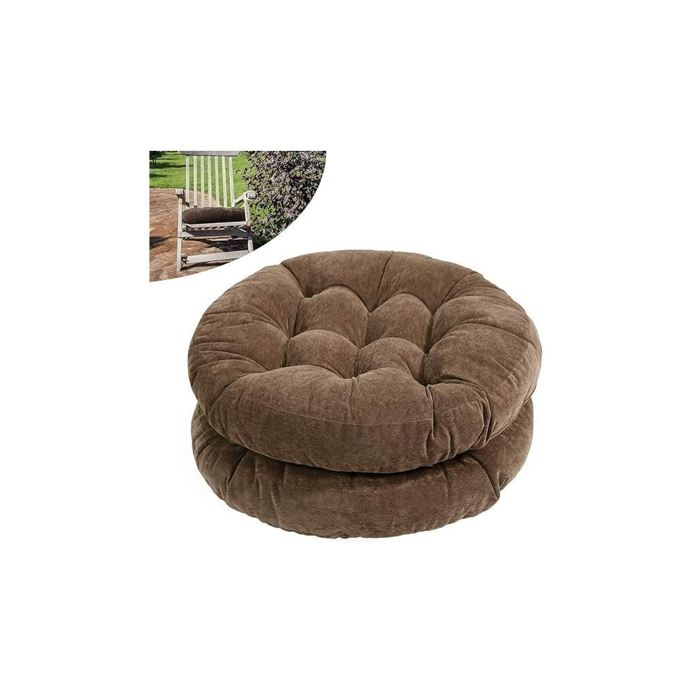Raj Furniture Round Shape Floor Pillow Cushions Set Of 2, Coffee, 22 x 22 Inch