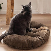 Raj Furniture Round Shape Floor Pillow Cushions Set Of 2, Coffee, 22 x 22 Inch