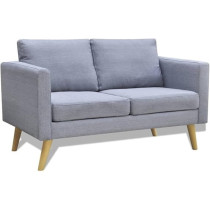 vidaXL Living Room 2-Seater Couch Sofa Set, Light Grey