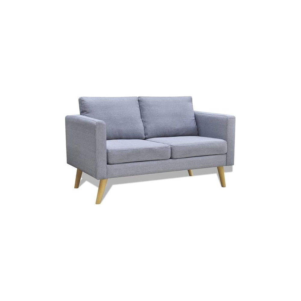 vidaXL Living Room 2-Seater Couch Sofa Set, Light Grey