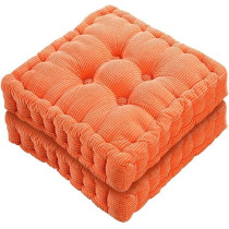 Raj Furniture Square Shape EPE Filled Chair Cushion Set Of 2, Orange, 20 x 20 Inch