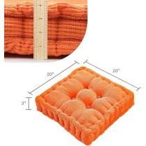 Raj Furniture Square Shape EPE Filled Chair Cushion Set Of 2, Orange, 20 x 20 Inch