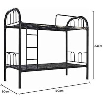 Raj Furniture Iron Metal Bunk Bed, Black, 190 x 90 x 83 cm