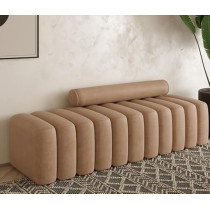 Ripple Furniture Modern Bench Round Back Ottoman, Light Brown