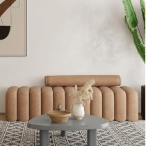 Ripple Furniture Modern Bench Round Back Ottoman, Light Brown