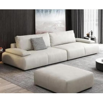 Ripple Furniture Modern PU Leather Sofa Couches With Ottoman And Pillows For Living Room, Beige