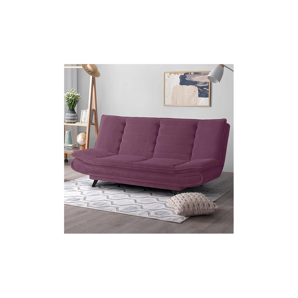 Ripple Furniture Foldable 3 Seater Sofa Cum, Purple