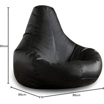 Bagnbean Bean Bag Back Support Pu Leather Large For Adult Gaming Chair With Filling, Black