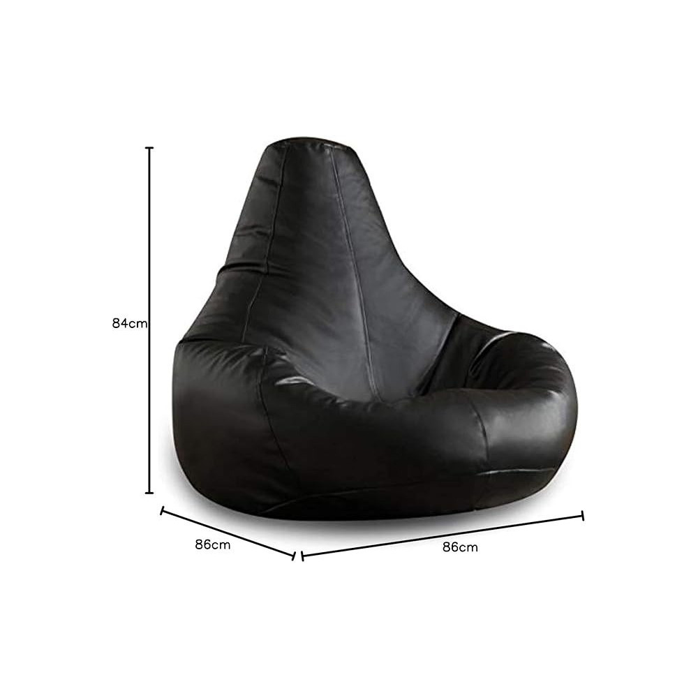 Bagnbean Bean Bag Back Support Pu Leather Large For Adult Gaming Chair With Filling, Black