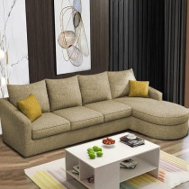 Raj Furniture The Round Lounger L-Shape 6 Seater Sofa Set For Your Living Room, Rhs, Cream