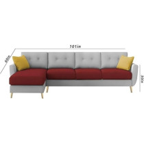 Raj Furniture Luxury 6 Seater L Shape Sofa Set For Living Room In Premium Fabric Lhs, Maroon Grey