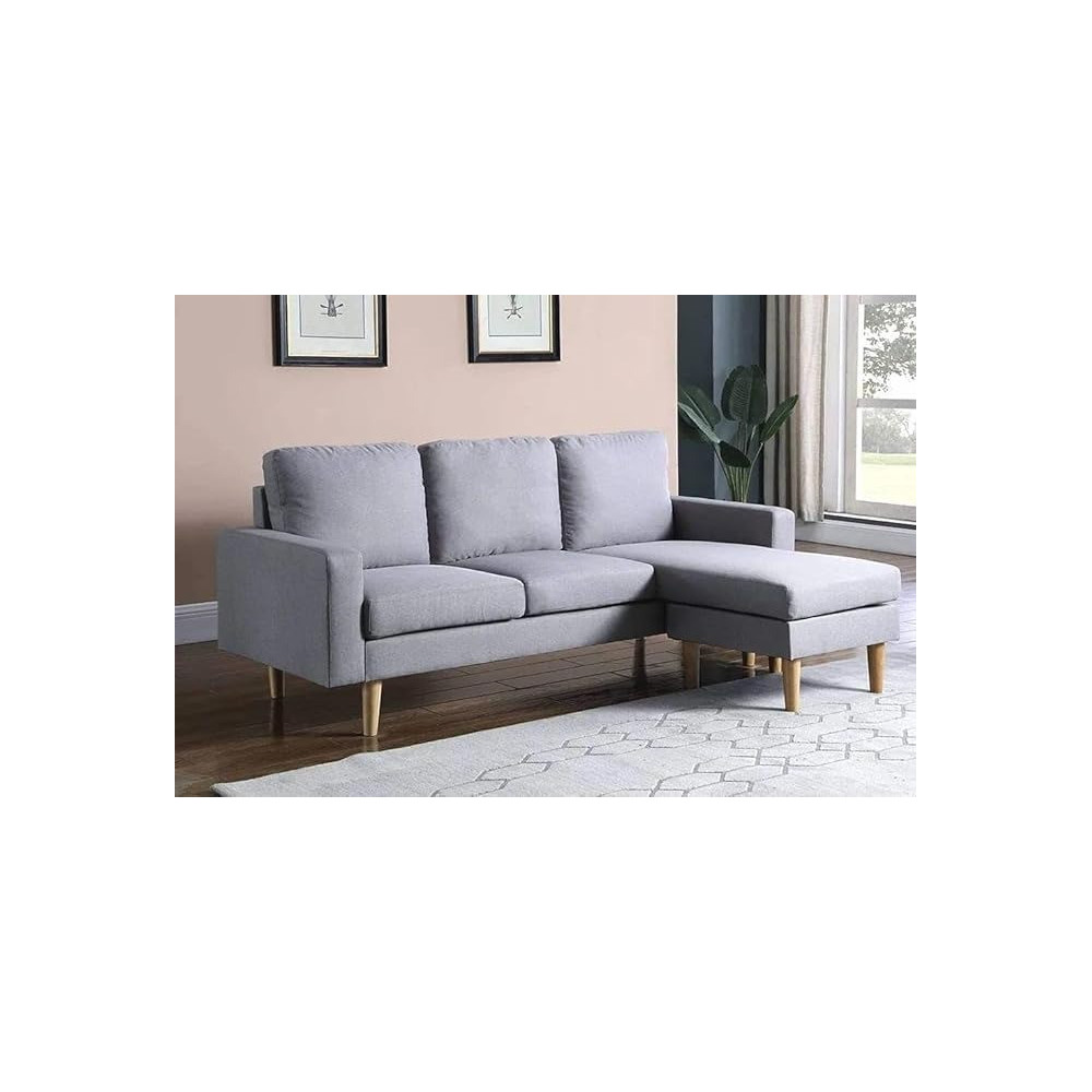 Raj Furniture L Shaped Modern Sectional Sofa, Strom Grey