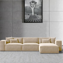 Ripple Furniture L-Shape Modern Style Luxury Home Couch, Left, Beige