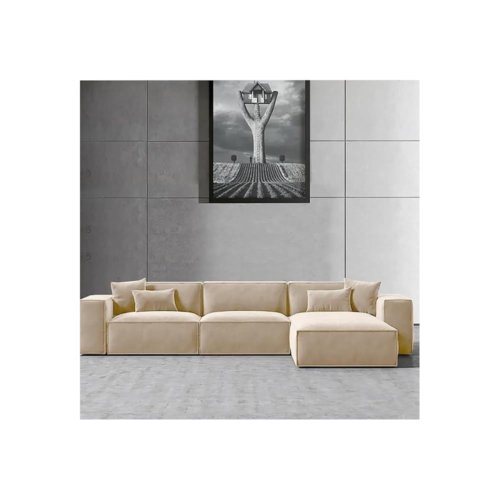 Ripple Furniture L-Shape Modern Style Luxury Home Couch, Left, Beige