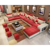 Ripple Furniture Apartment And Living Room Luxury Corner Sofa Set, Red