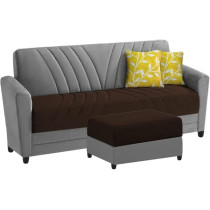 Ripple Furniture Elegance Essence 3 Seater Sofa Set With Ottoman, Brown Grey