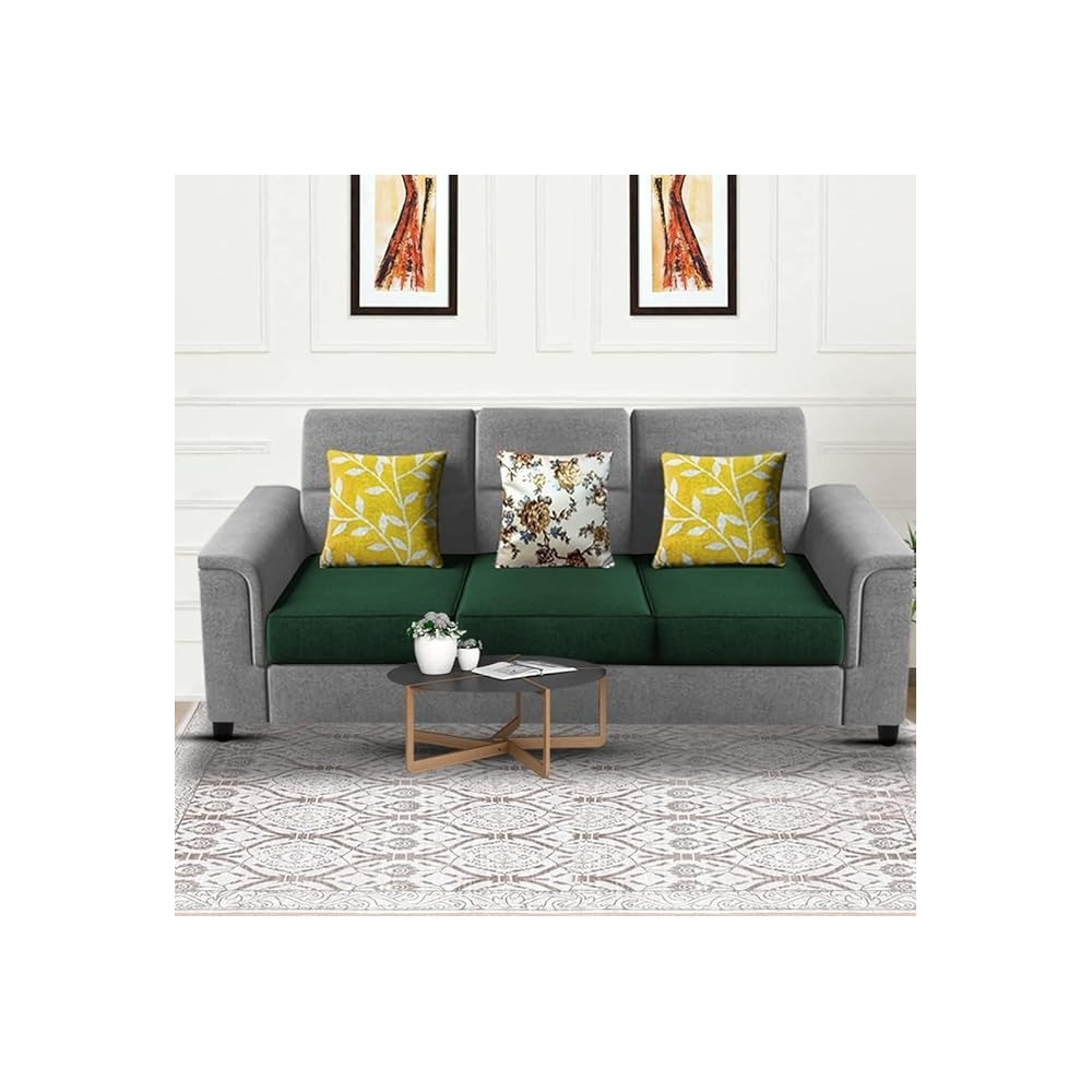Raj Furniture Elegant 3 Seater Sofa Set For Living Room, Green/Grey