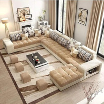 Ripple Furniture Apartment And Living Room Corner Sofa Set, Cream