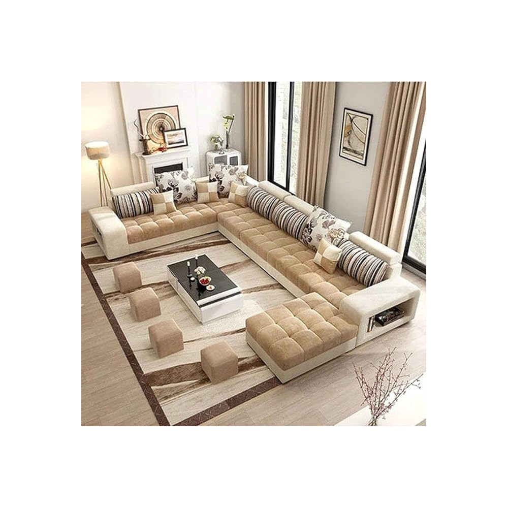 Ripple Furniture Apartment And Living Room Corner Sofa Set, Cream