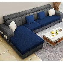 Raj Furniture Luxury Lhs 6 Seater Sofa For Living Room, Blue/Grey